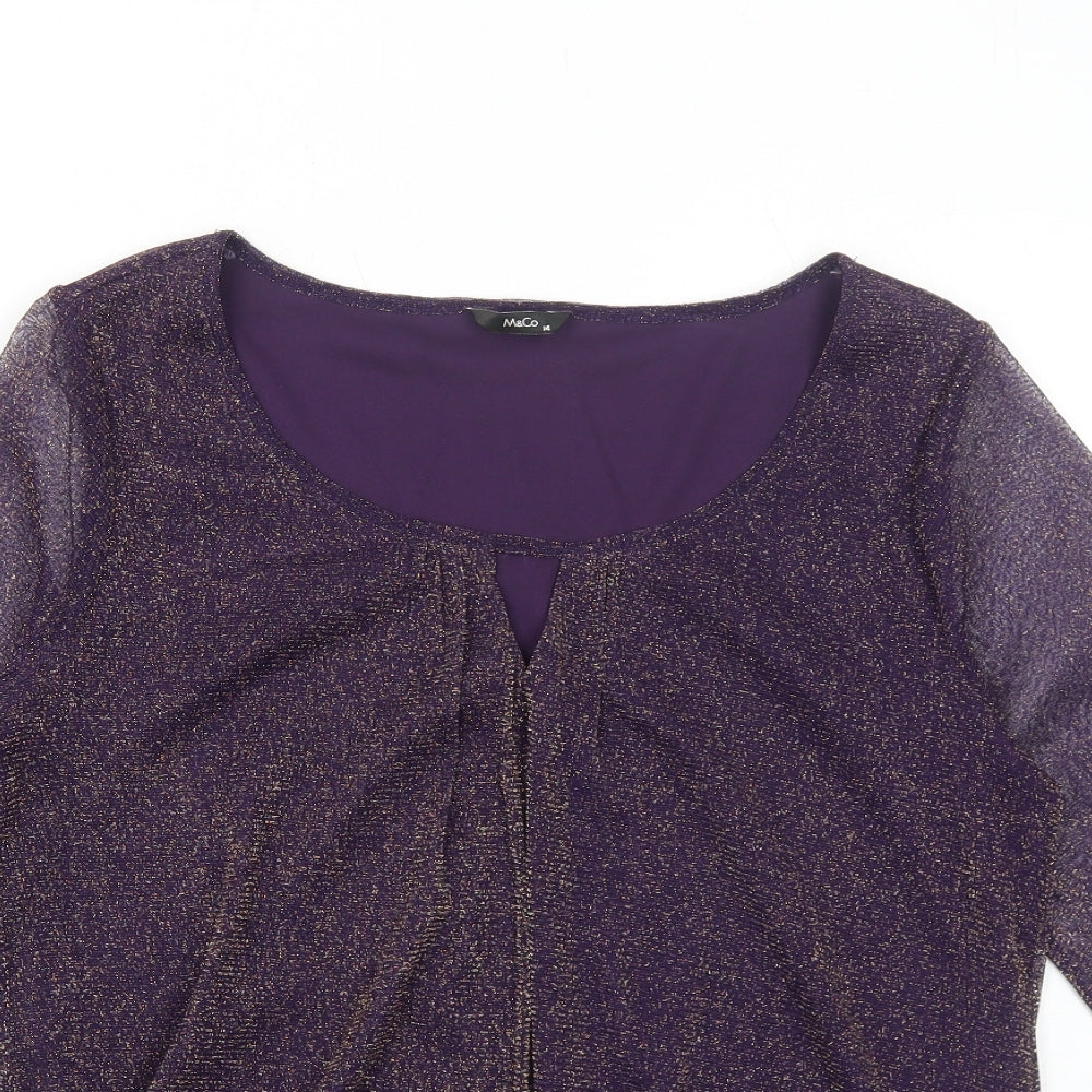 Womens UK Size 14 M&Co Purple Basic Blouse