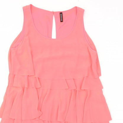 H&M Womens Pink Polyester Trapeze & Swing Size 12 Round Neck Button