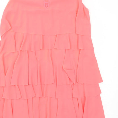 H&M Womens Pink Polyester Trapeze & Swing Size 12 Round Neck Button