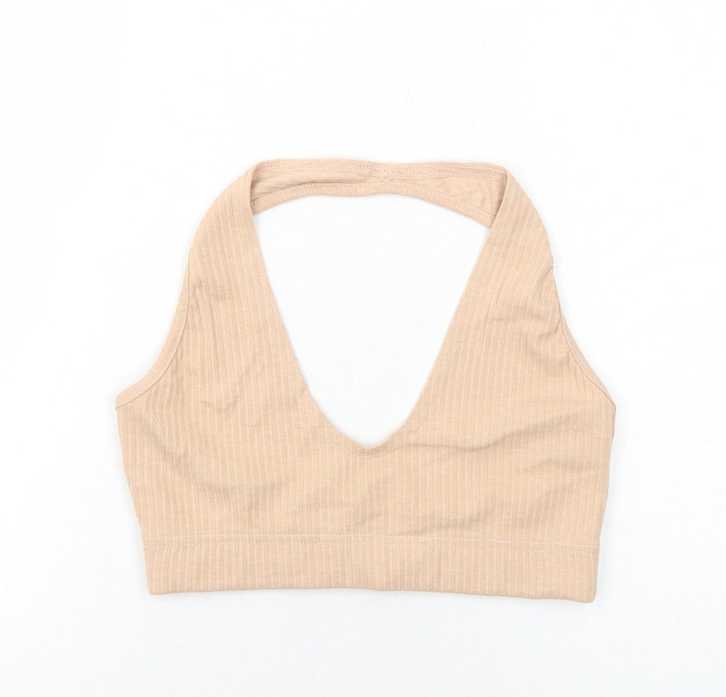 Womens UK Size 10 Missguided Beige Cropped Tank