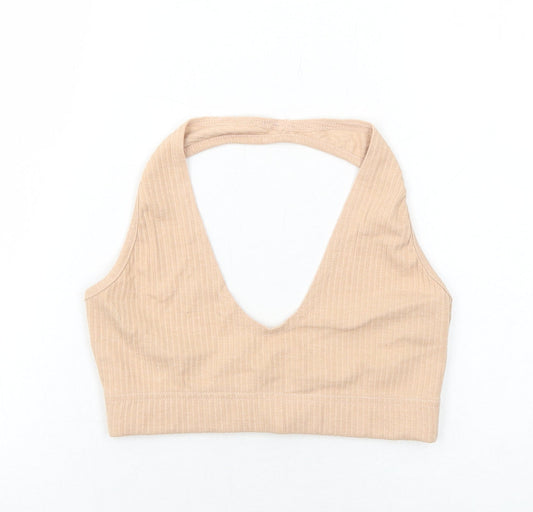 Womens UK Size 10 Missguided Beige Cropped Tank