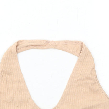 Womens UK Size 10 Missguided Beige Cropped Tank