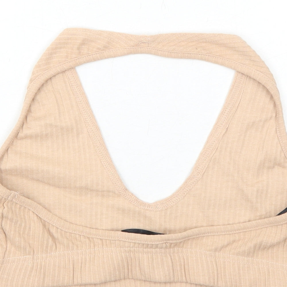 Womens UK Size 10 Missguided Beige Cropped Tank