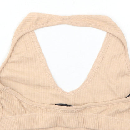 Womens UK Size 10 Missguided Beige Cropped Tank