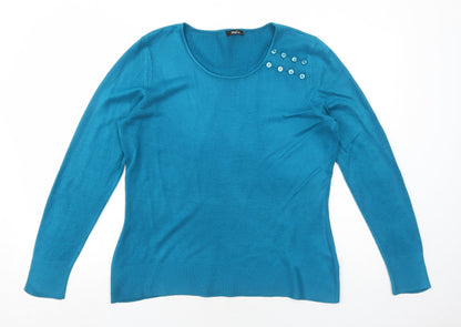 Womens UK Size M M&Co Blue Pullover Jumper