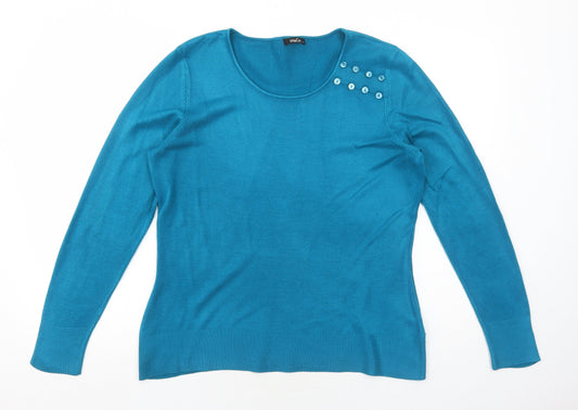 Womens UK Size M M&Co Blue Pullover Jumper
