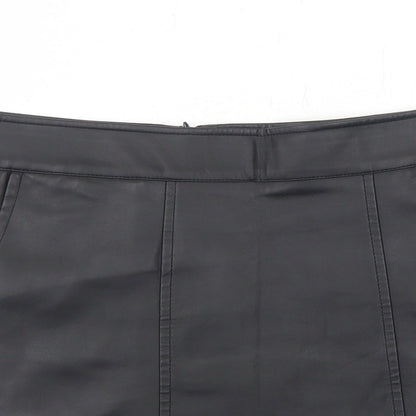 NEXT Womens Black Polyurethane A-Line Skirt Size 10 Zip