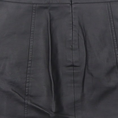 NEXT Womens Black Polyurethane A-Line Skirt Size 10 Zip