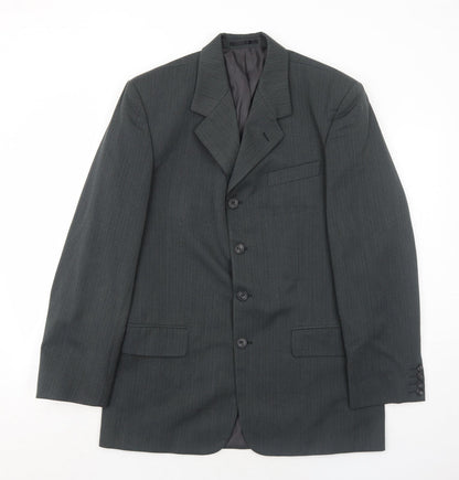 Vittoria Mens Grey Striped Polyester Jacket Suit Jacket Size 42 Regular