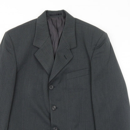 Vittoria Mens Grey Striped Polyester Jacket Suit Jacket Size 42 Regular