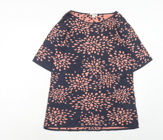 Monsoon Womens Blue Geometric Cotton A-Line Size 12 Round Neck Pullover