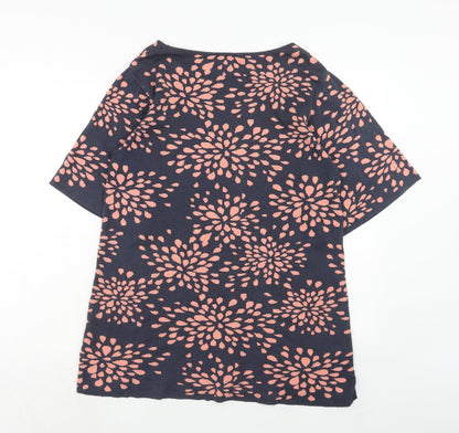 Monsoon Womens Blue Geometric Cotton A-Line Size 12 Round Neck Pullover