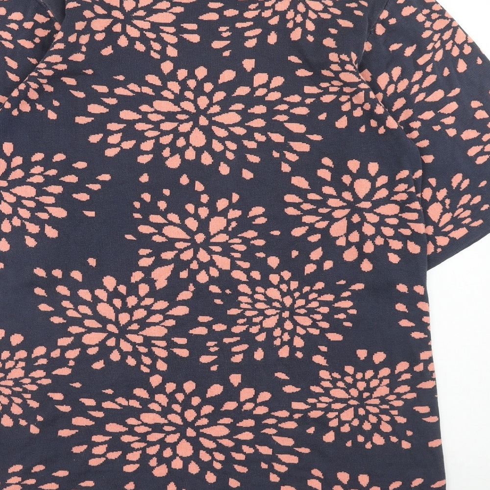 Monsoon Womens Blue Geometric Cotton A-Line Size 12 Round Neck Pullover