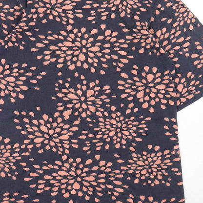 Monsoon Womens Blue Geometric Cotton A-Line Size 12 Round Neck Pullover