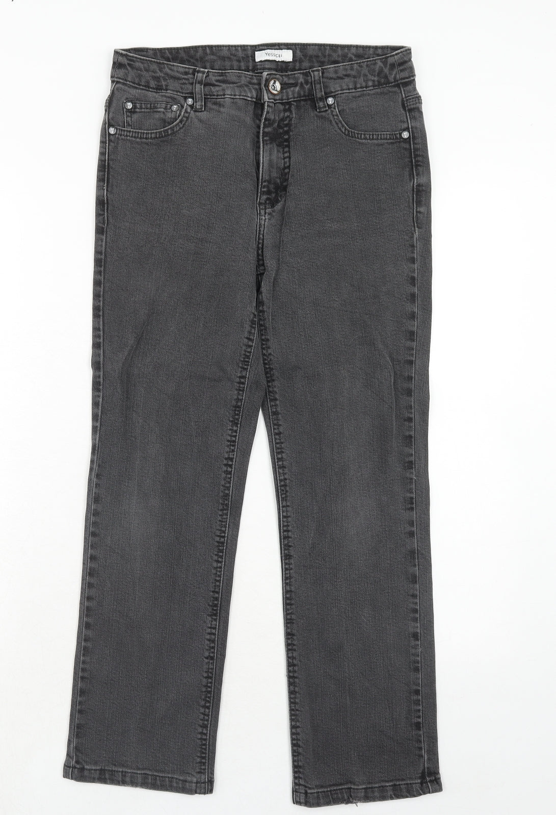 Yessica Womens Black Cotton Straight Jeans Size 10 Regular Zip