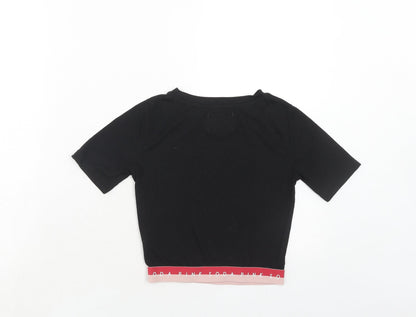 Pink Soda Womens Black Polyester Basic T-Shirt Size 6 Round Neck - Pink Soda