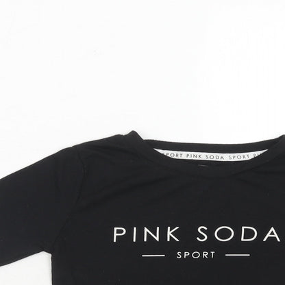 Pink Soda Womens Black Polyester Basic T-Shirt Size 6 Round Neck - Pink Soda