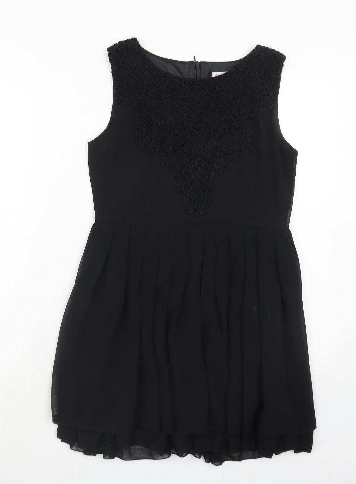 Shikka Womens Black Polyester Fit & Flare Size M Round Neck Zip - Size M-L