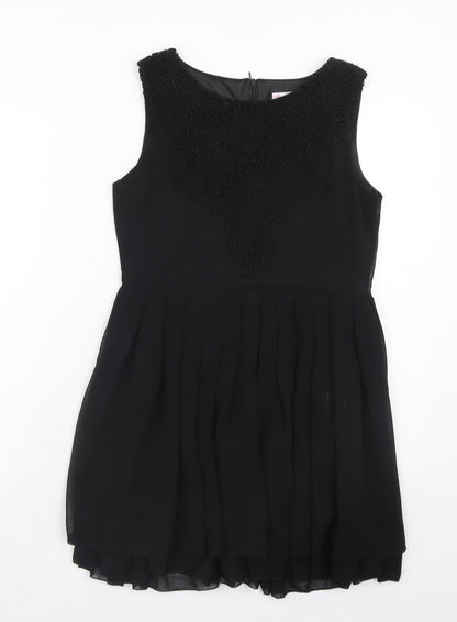 Shikka Womens Black Polyester Fit & Flare Size M Round Neck Zip - Size M-L