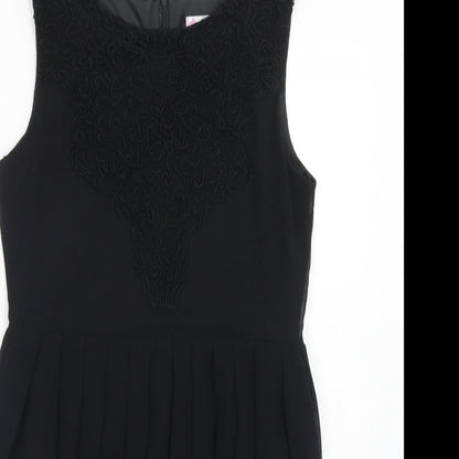 Shikka Womens Black Polyester Fit & Flare Size M Round Neck Zip - Size M-L