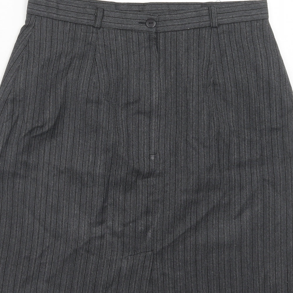 Design Essentials Womens Grey Striped Polyester A-Line Skirt Size 16 Zip