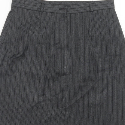Design Essentials Womens Grey Striped Polyester A-Line Skirt Size 16 Zip