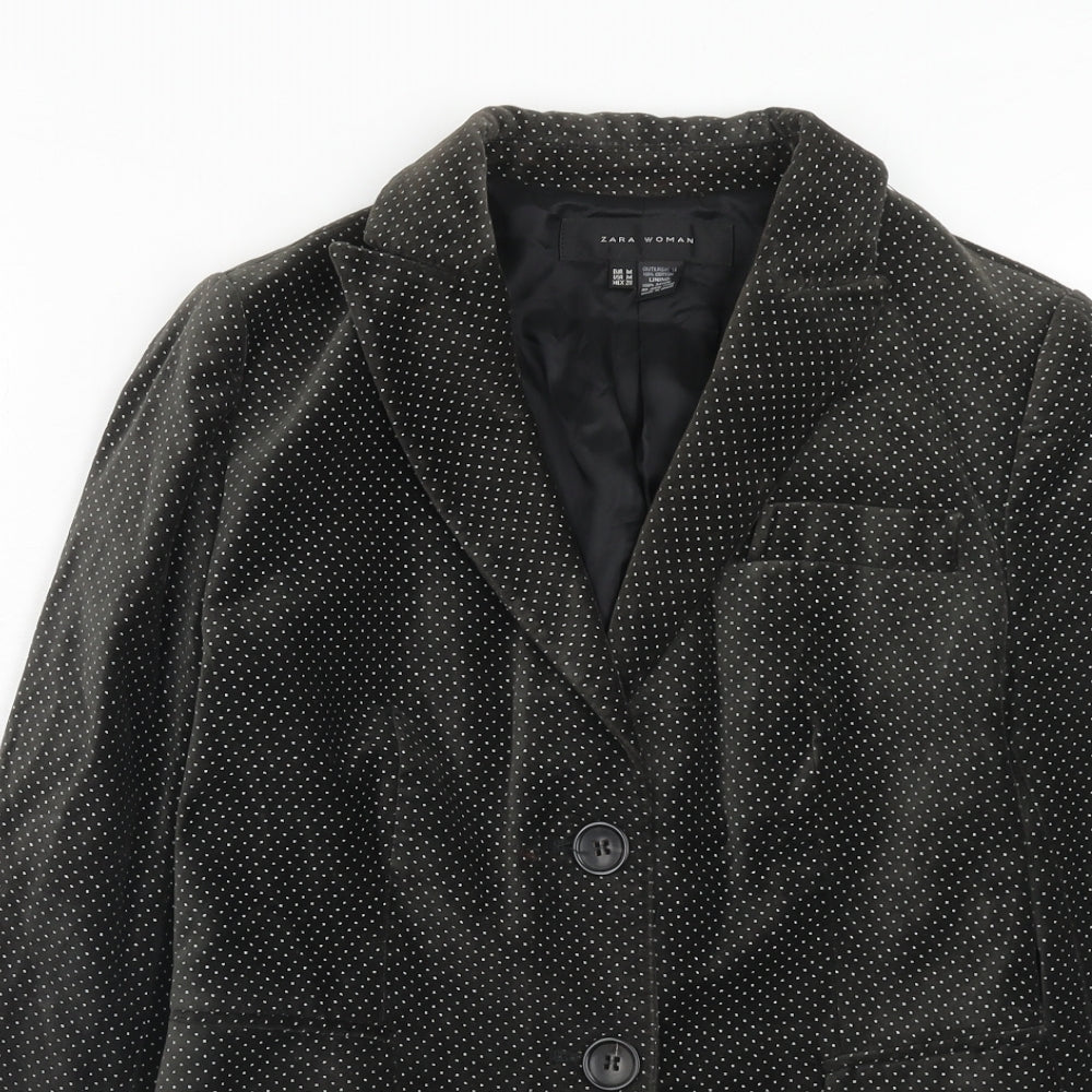 Zara Womens Green Geometric Cotton Jacket Suit Jacket Size M