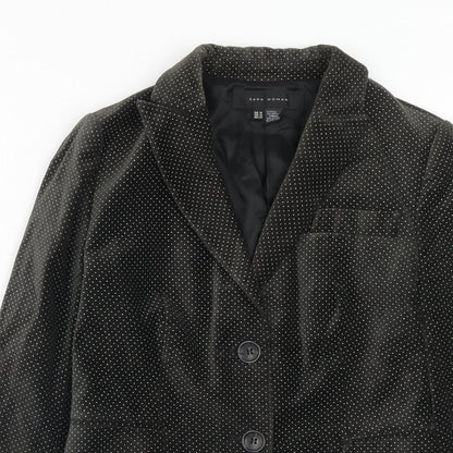 Zara Womens Green Geometric Cotton Jacket Suit Jacket Size M