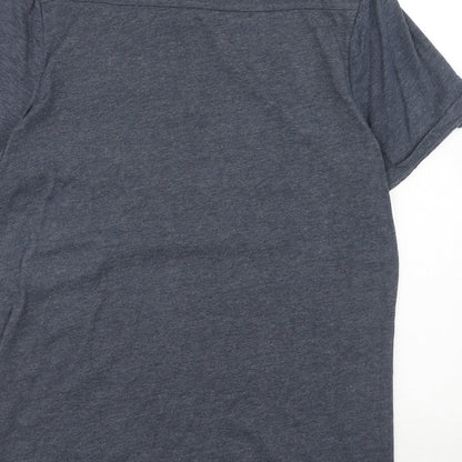 Fabric Mens Blue Cotton Polo Size L Collared Button