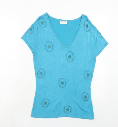 Womens UK Size 10 Kaliko Blue Pullover Jumper