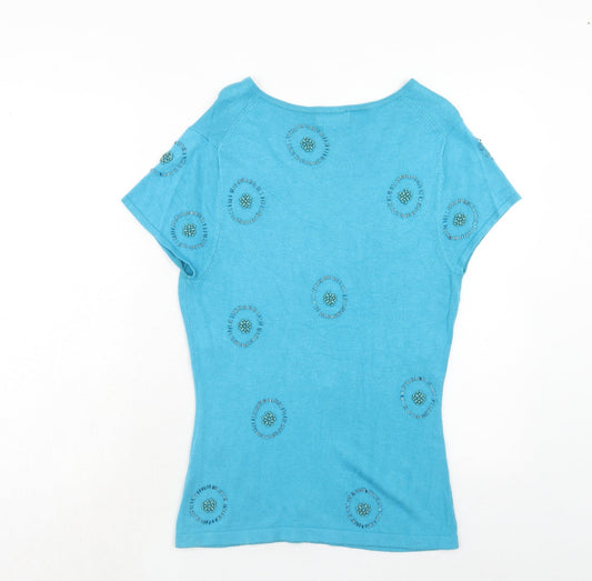 Womens UK Size 10 Kaliko Blue Pullover Jumper