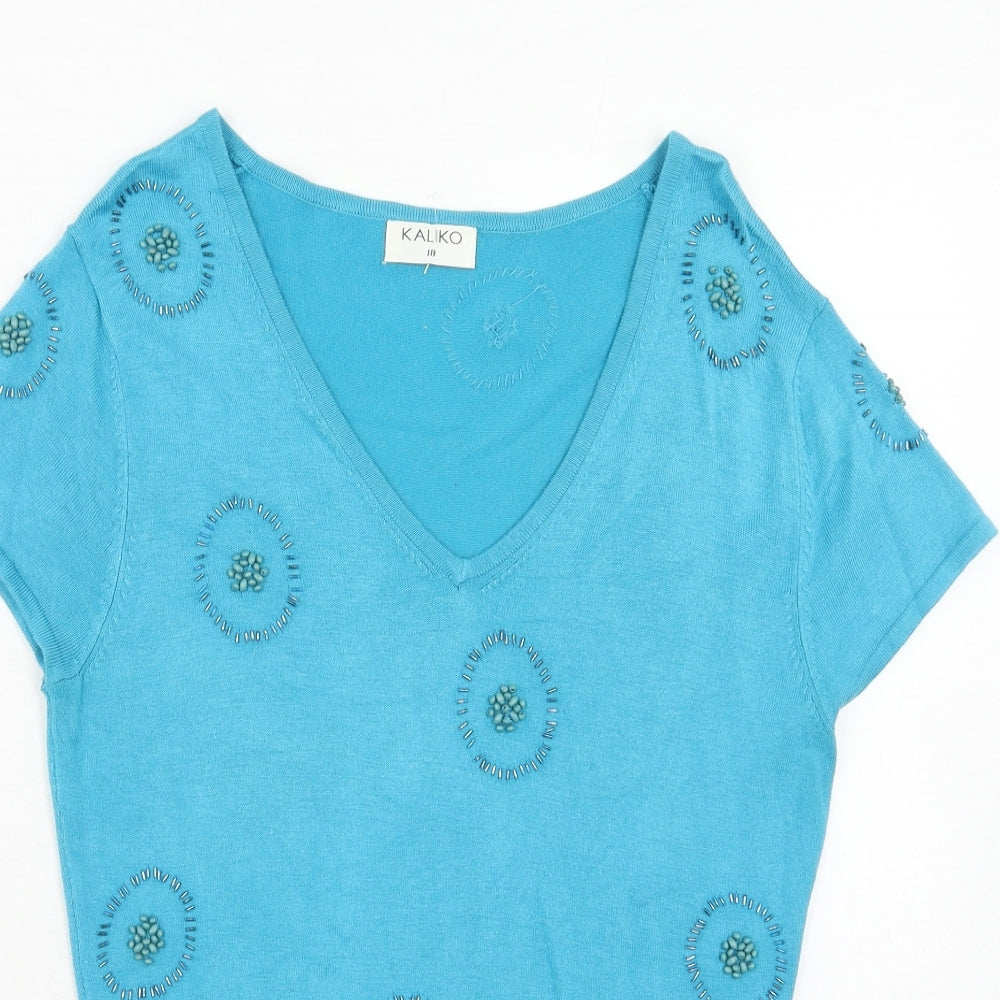 Womens UK Size 10 Kaliko Blue Pullover Jumper