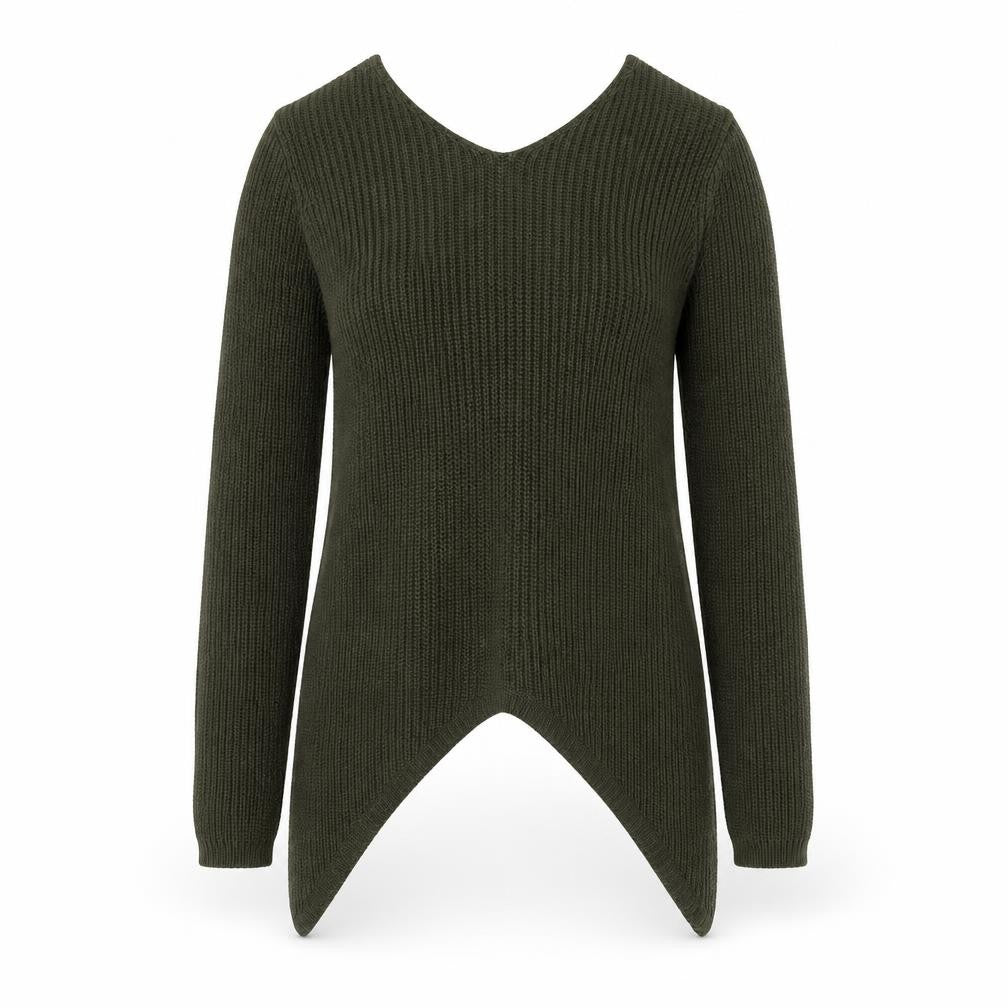 Select Womens Green V-Neck Acrylic Pullover Jumper Size 8