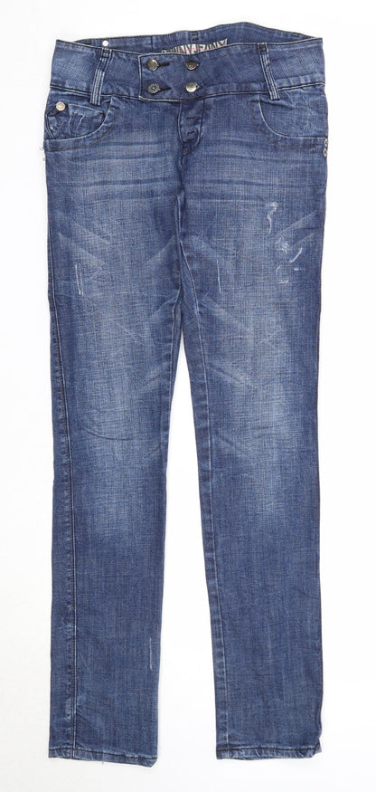 Bwny Jeans Womens Blue Cotton Straight Jeans Size 28 in L32 in Regular Zip