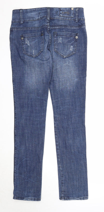 Bwny Jeans Womens Blue Cotton Straight Jeans Size 28 in L32 in Regular Zip