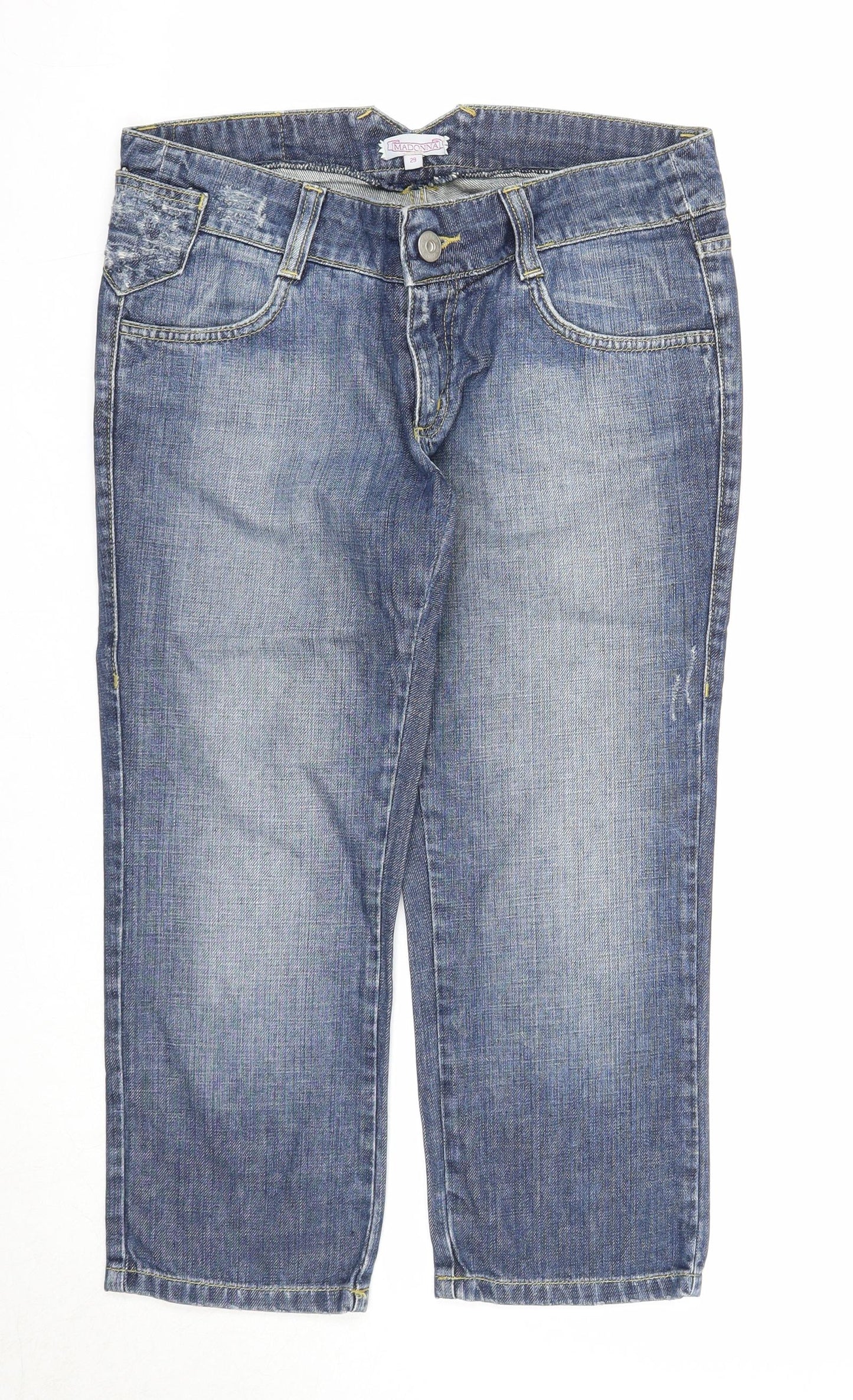 Madonna Womens Blue Cotton Straight Jeans Size 29 in Regular Zip