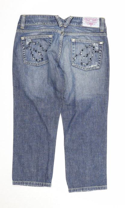Madonna Womens Blue Cotton Straight Jeans Size 29 in Regular Zip