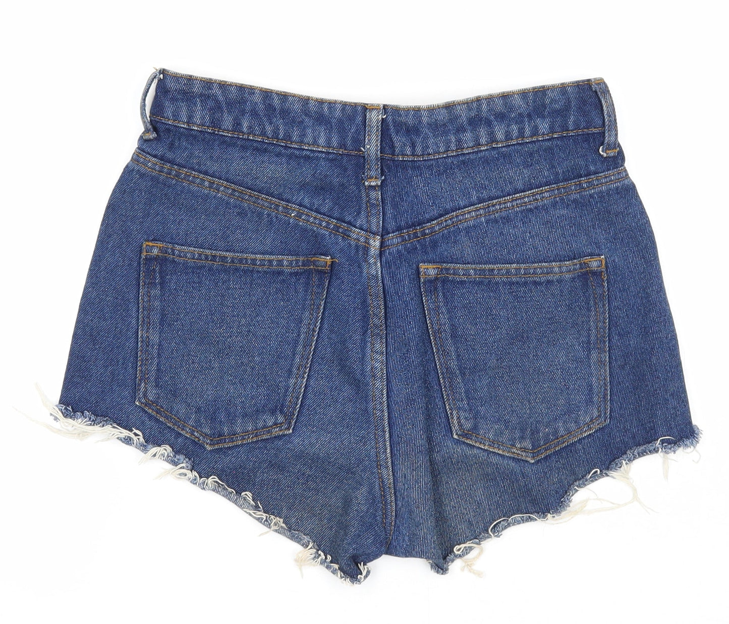 H&M Womens Blue Cotton Hot Pants Shorts Size 6 Regular Zip