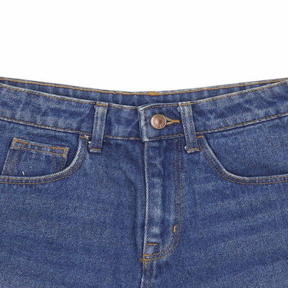 H&M Womens Blue Cotton Hot Pants Shorts Size 6 Regular Zip