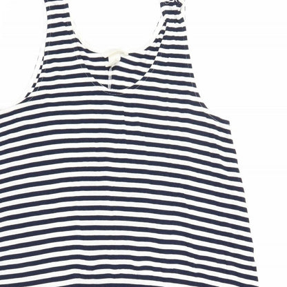 H&M Womens Blue Striped Viscose Tank Dress Size M Round Neck Pullover