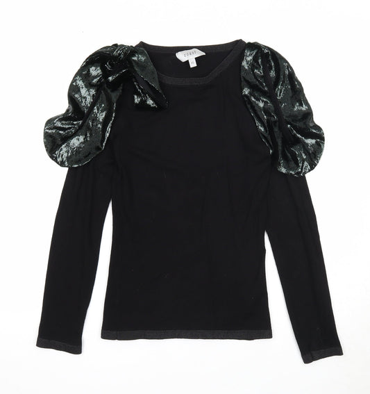 Coast Womens Black Round Neck Polyester Pullover Jumper Size XS