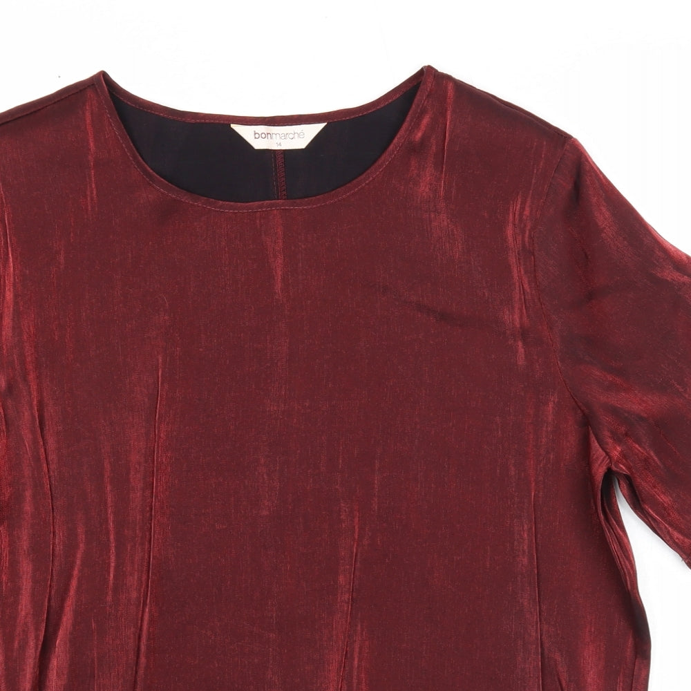 Womens UK Size 14 Bonmarché Red Basic Blouse