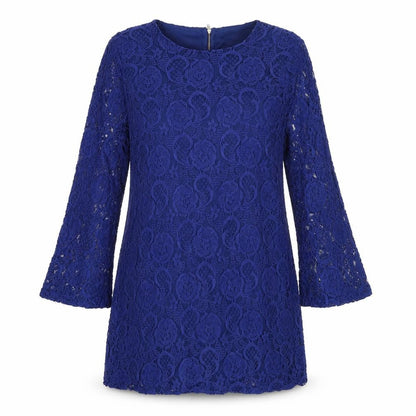 Mela Loves London Womens Blue Geometric Polyester A-Line Size 12 Round Neck Zip
