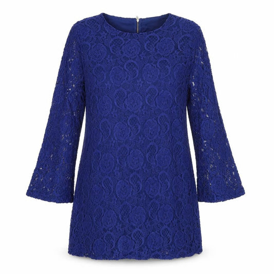 Mela Loves London Womens Blue Geometric Polyester A-Line Size 12 Round Neck Zip