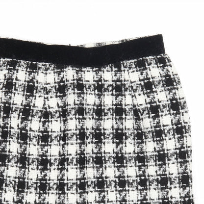 Y.two Womens Black Check Viscose A-Line Skirt Size M Zip