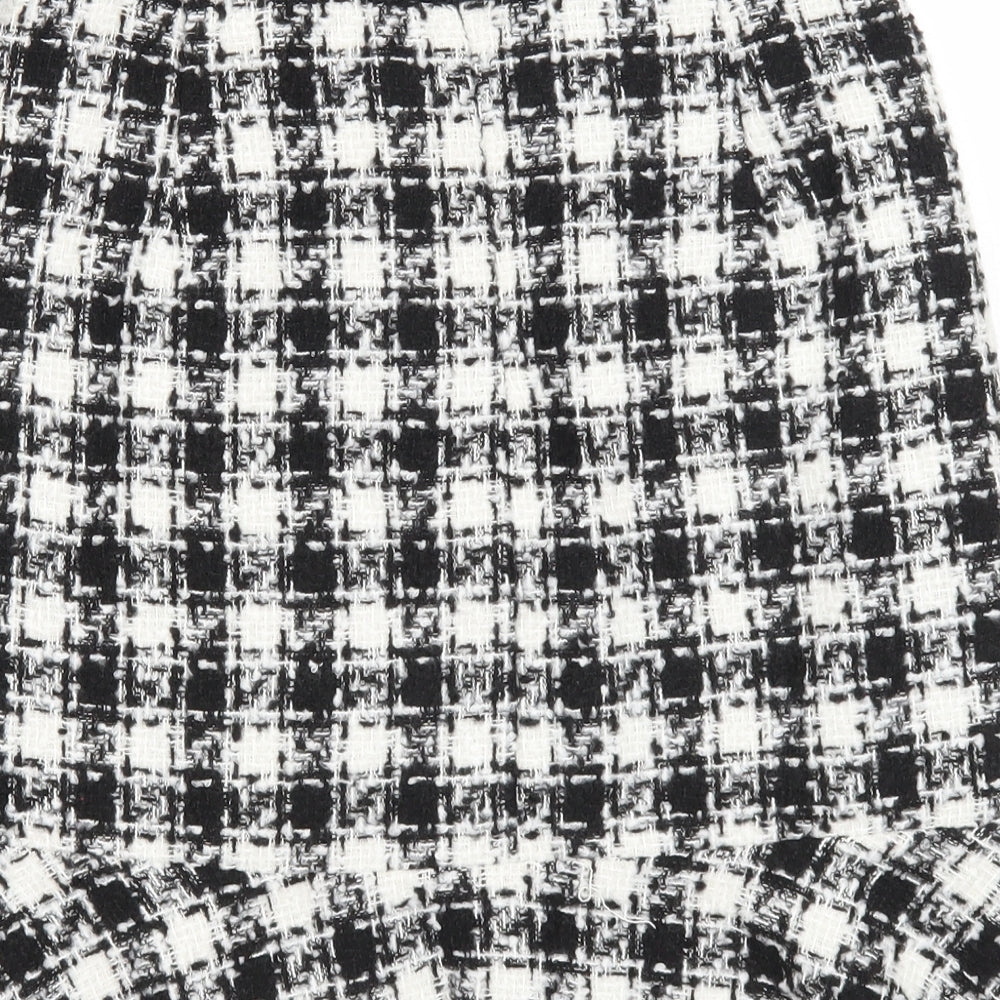 Y.two Womens Black Check Viscose A-Line Skirt Size M Zip