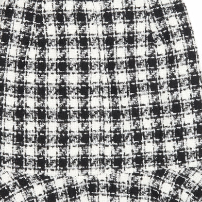 Y.two Womens Black Check Viscose A-Line Skirt Size M Zip