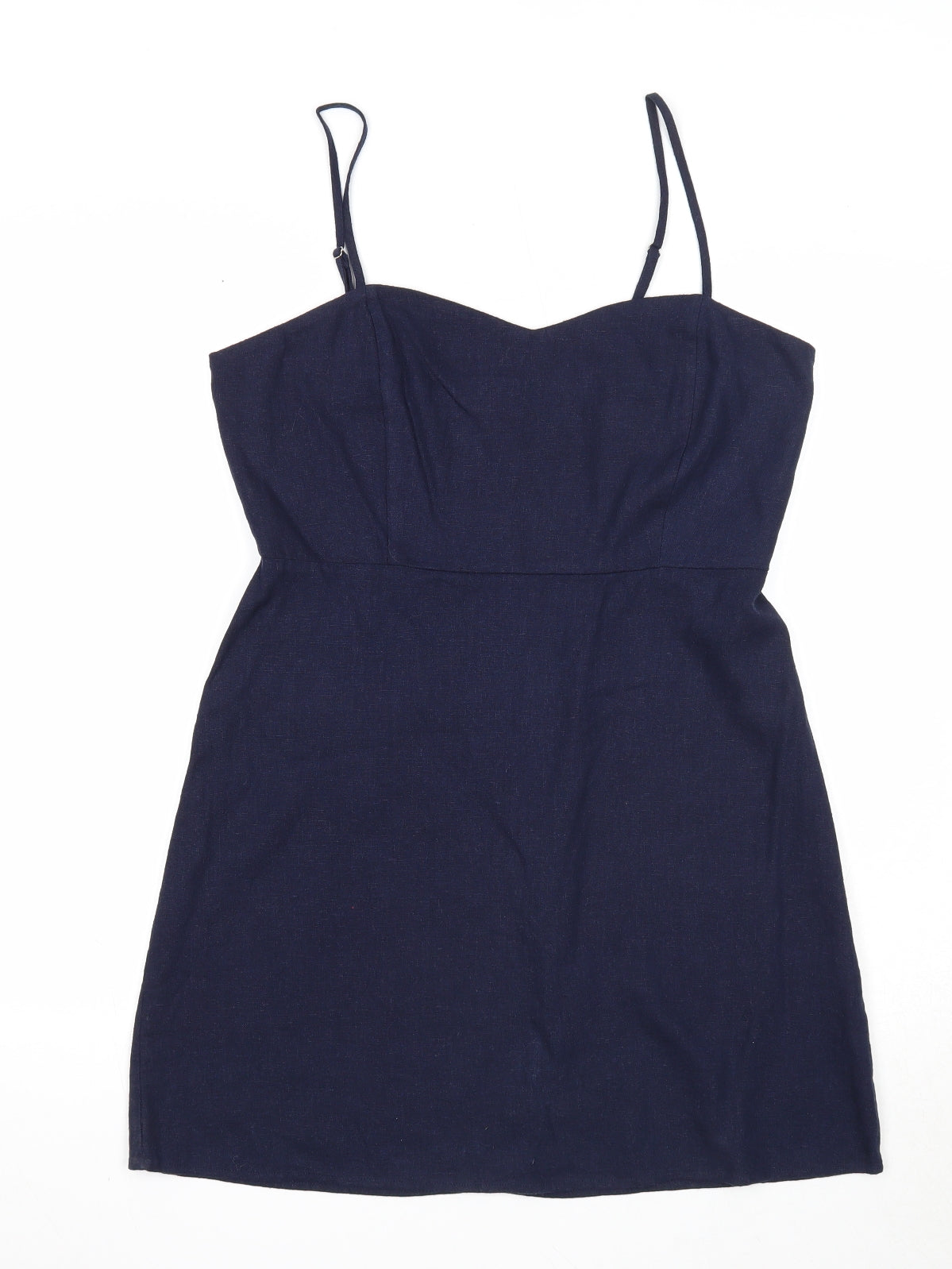 FOREVER 21 Womens Blue Linen Slip Dress Size L Sweetheart Zip