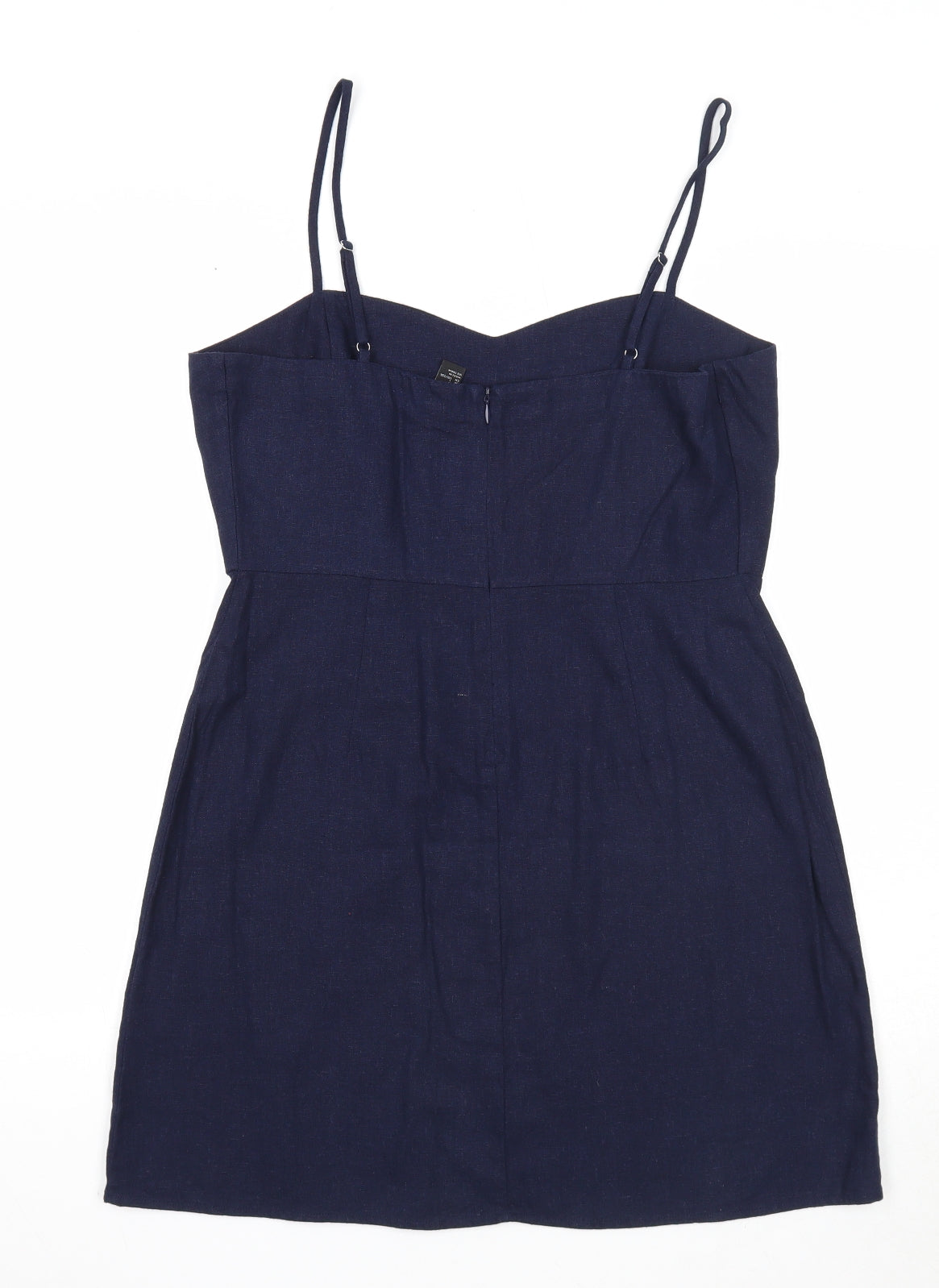 FOREVER 21 Womens Blue Linen Slip Dress Size L Sweetheart Zip