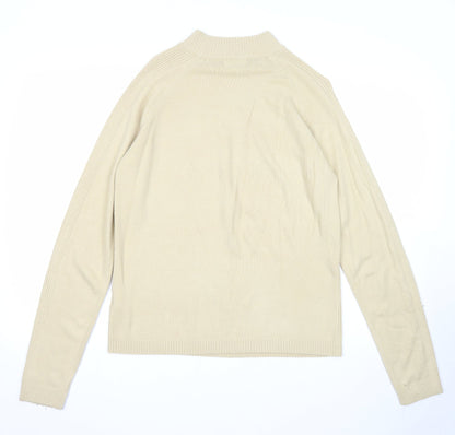 Ann Marie Womens Beige Round Neck Acrylic Pullover Jumper Size M